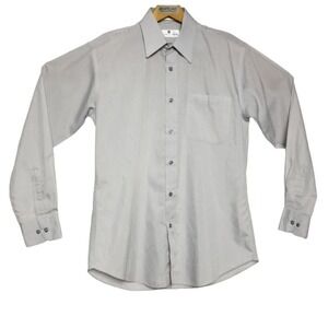 Pierre Balmain Paris Mens Grey L/S Ctn Btn Down‎ w/ Pocket Size 38